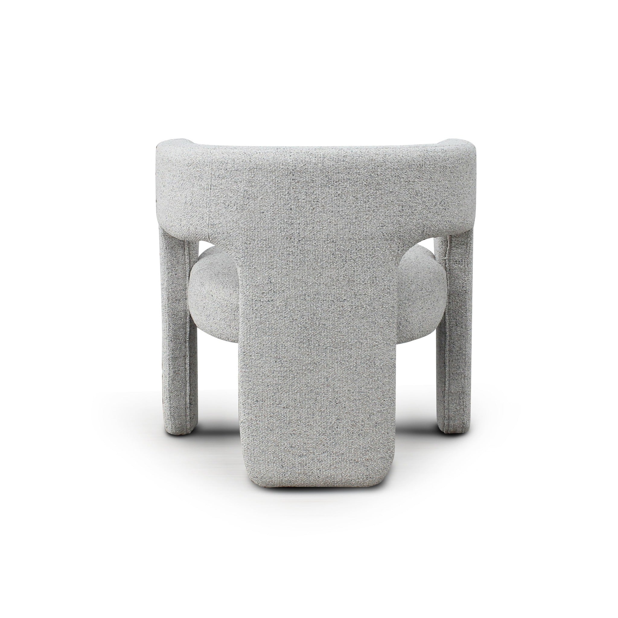 Back view of Bamse accent chair in grey fabric