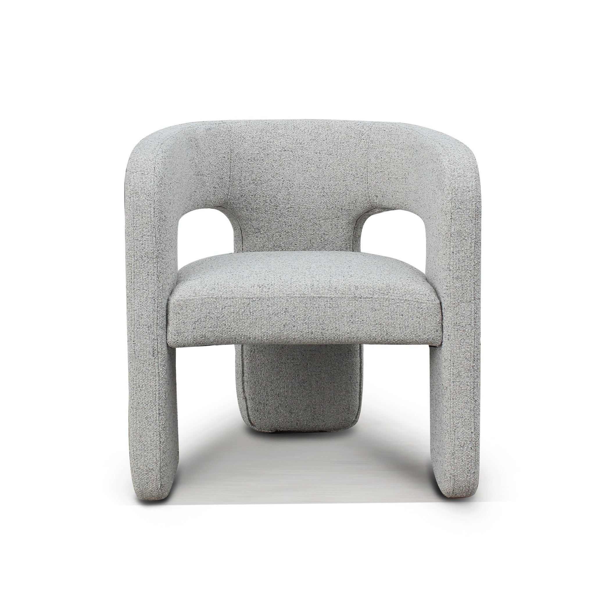 Front view of Bamse accent chair in grey fabric