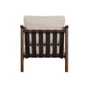 Direct back view demonstrating the signature vertical slatted wood design and sturdy frame
