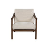 Front view of the Bernard Club Chair in Shoji Cream linen upholstery with a dark walnut wood frame