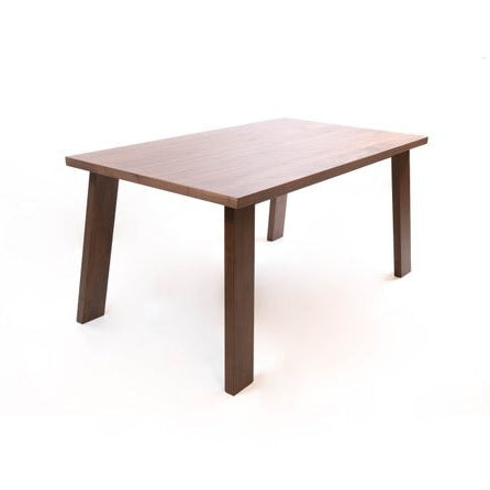 Wide-angle perspective of the table styled with six mixed-color upholstered chairs showcasing its seating capacity