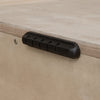 Close-up of the rear panel featuring a black integrated cord organizer for organized bedside charging