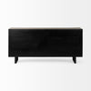 Rear view showing the solid black finished back panel and sturdy metal leg structure