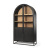 Three-quarter perspective view highlighting the elegant arched top and slim black metal base frame