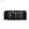 Technical diagram showcasing the internal storage dimensions including a 71-inch width and 31-inch height for the carved sideboard