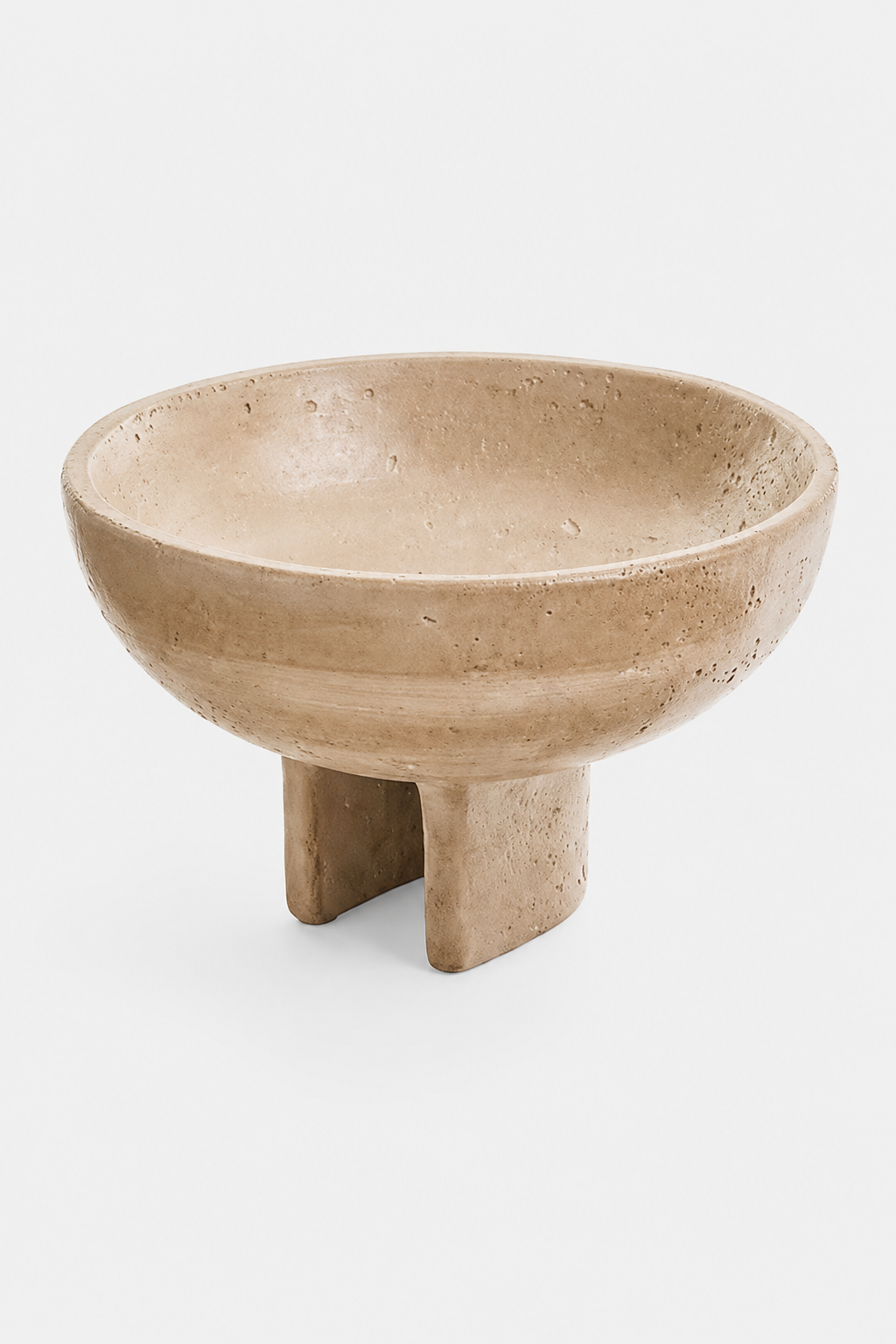 BOWL LARGE PEDESTAL CEMENT TRAVERTINE LOOK BEIGE-thumbmail-3