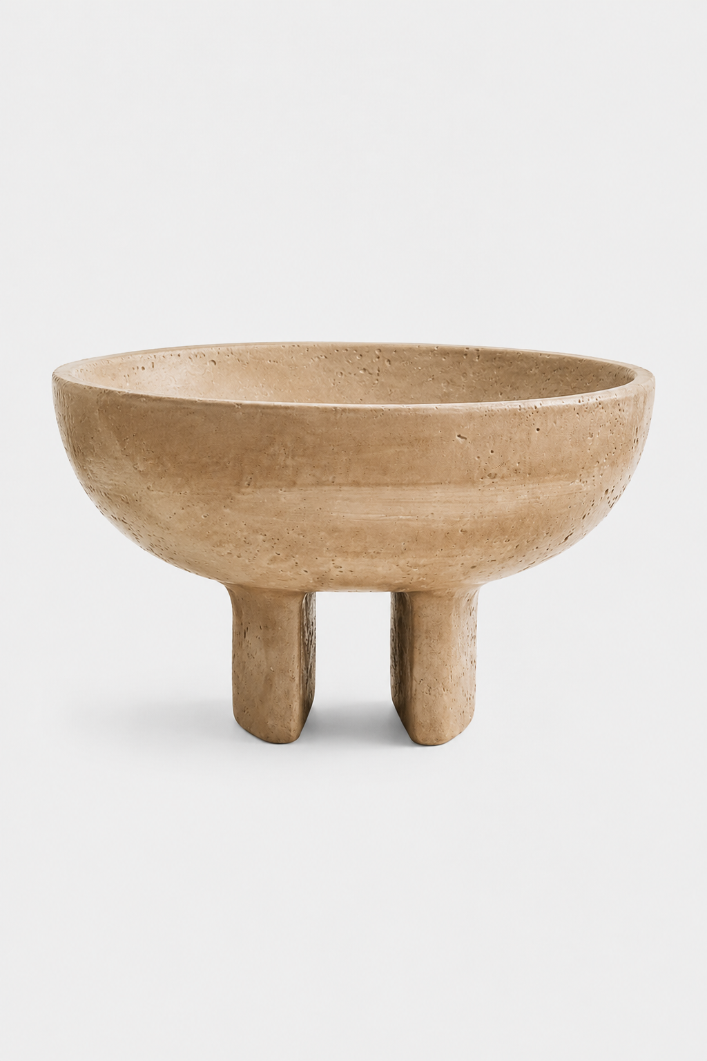 BOWL LARGE PEDESTAL CEMENT TRAVERTINE LOOK BEIGE-thumbmail-2