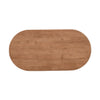 Overhead bird's-eye view showcasing the expansive oval surface and the organic beauty of the natural oak wood grain