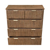 Front view with lower drawers open showcasing high-capacity internal storage and clean wood construction