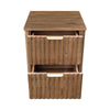 High-angle view with both drawers open showcasing the spacious internal storage and sturdy wood construction