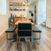 Interior view of the Brooklyn bench used as flexible seating for a large industrial-style dining table
