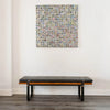 Lifestyle perspective of the Brooklyn bench styled as a minimalist entryway piece against a gallery wall