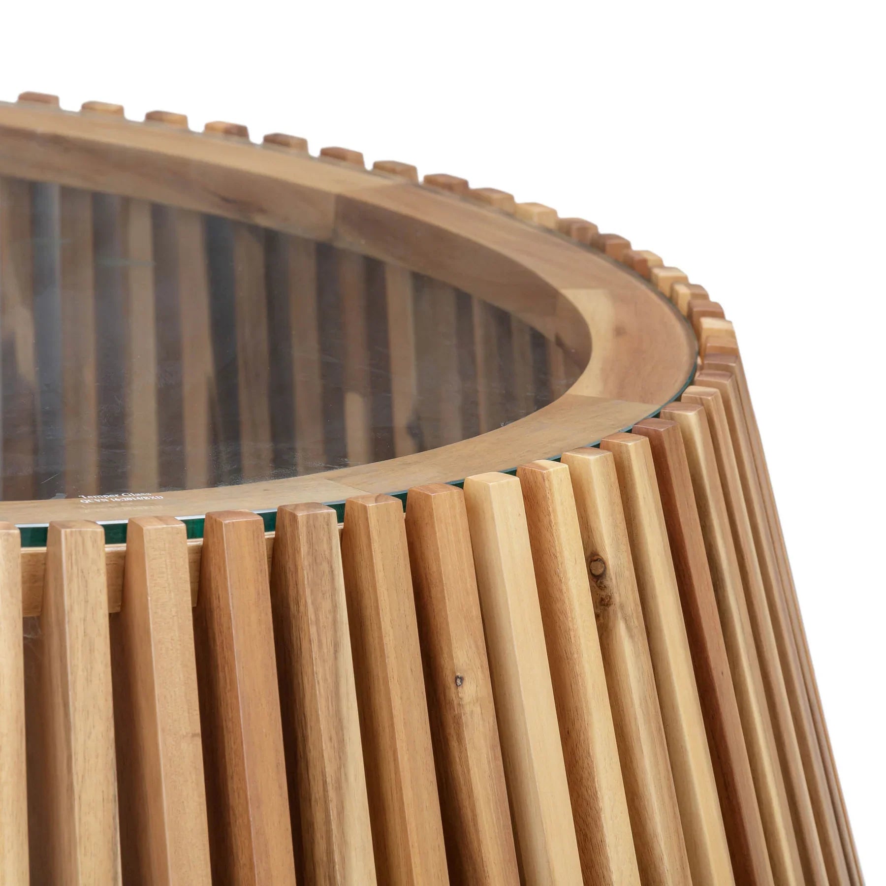 Macro shot highlighting the organic wood grain and smooth texture of the individual natural wood slats