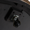 Bottom view revealing the functional hidden swivel casters on the recessed base for easy mobility