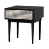Product thumbnail for the black oak color variant featuring the same white woven cane drawer front for a bold monochrome look
