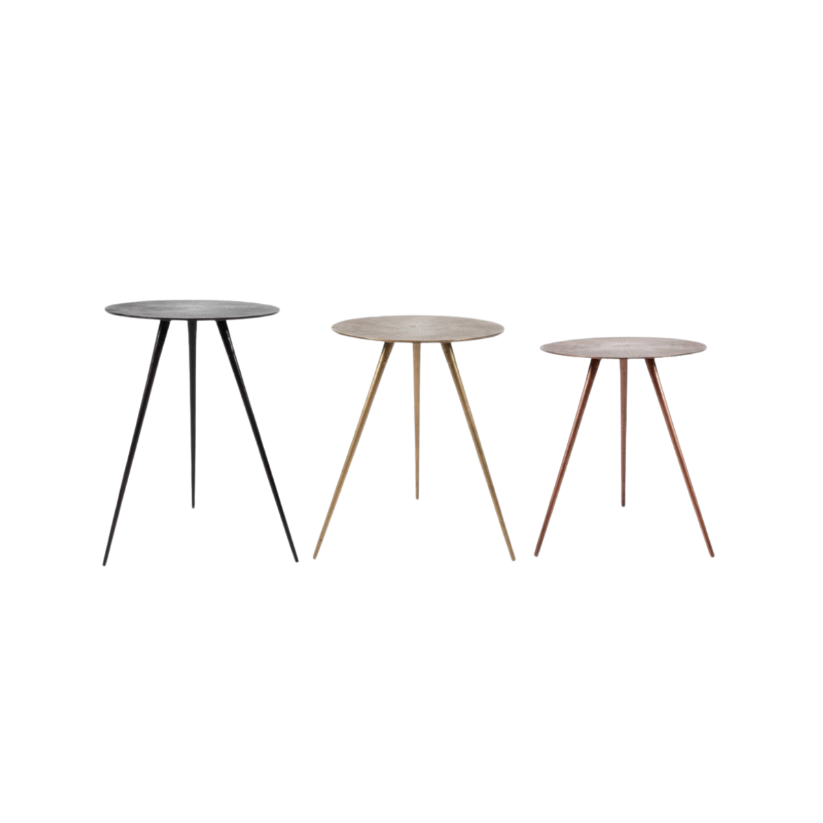 Carly accent tables 3 piece set in graduated heights and finishes