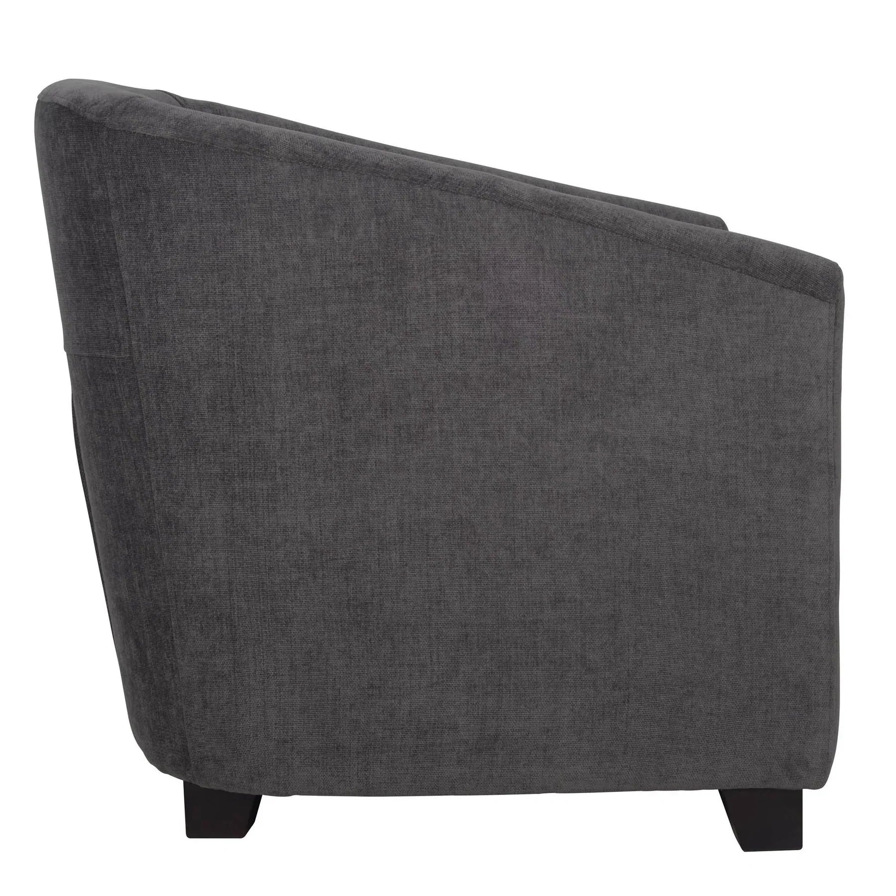 Side profile showcasing the clean sloping lines of the barrel back and sturdy frame