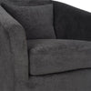 Close-up of the smooth curved armrest and high-quality textured fabric stitching