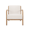 Front view of the Cashel Accent Chair in ivory bouclé fabric with a light oak wooden frame