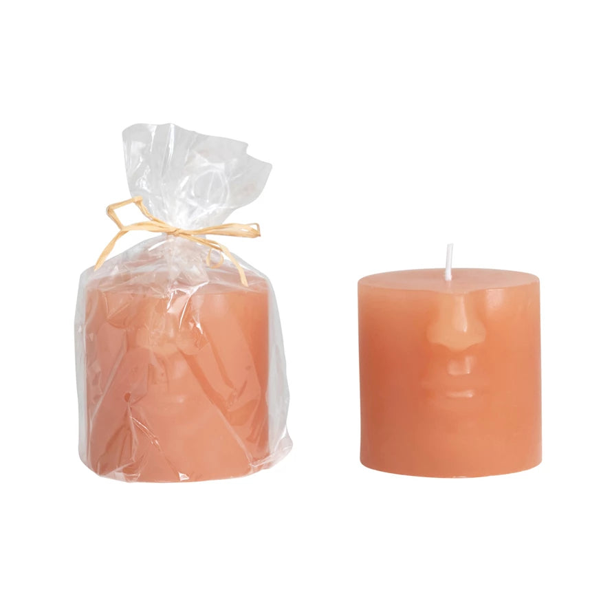 Unscented Face Pillar Candle - Small