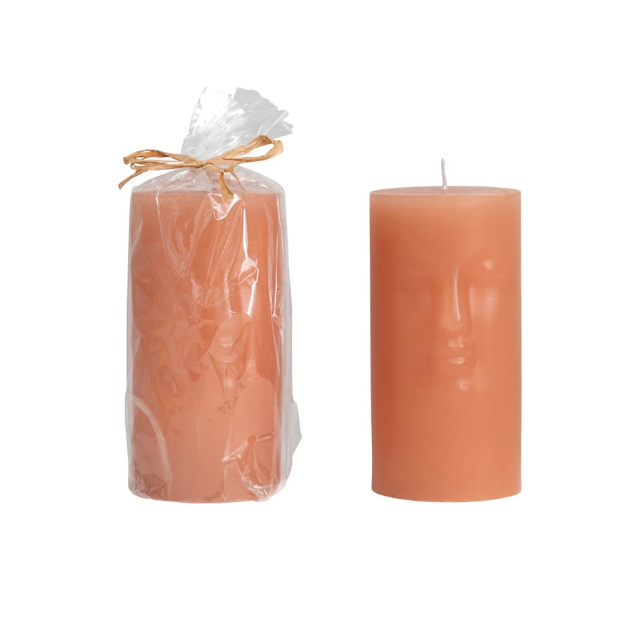 Unscented Face Pillar Candle - Large