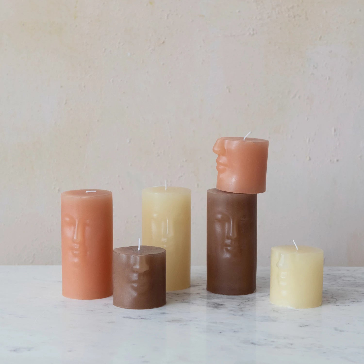 Unscented Face Pillar Candle - Large