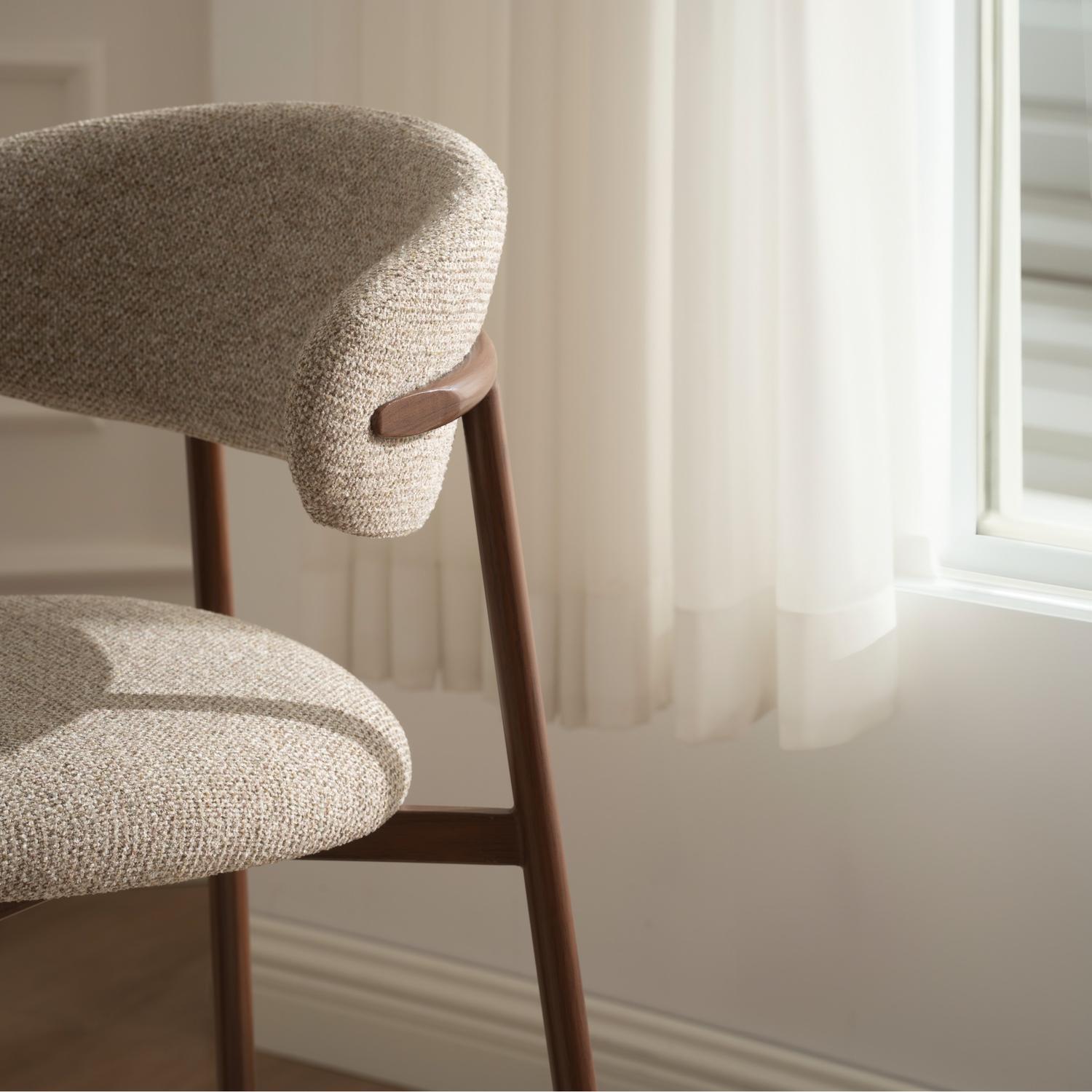 Malin Upholstered Bar Stool with Walnut Metal Legs