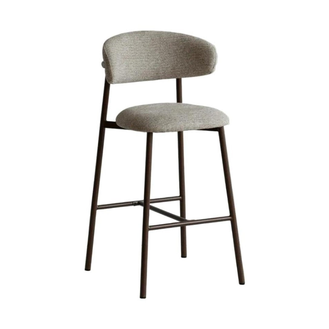 Malin Upholstered Bar Stool with Walnut Metal Legs