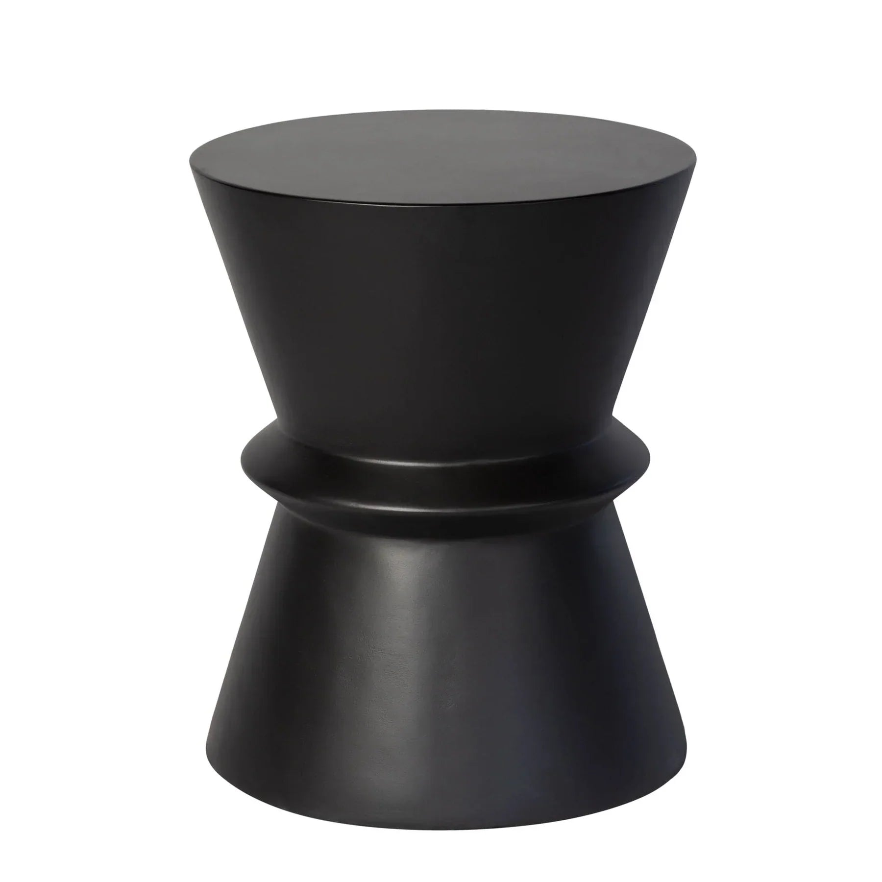Modern concrete hourglass side table in dark grey finish