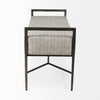 Side profile view emphasizing the low-profile upholstered seat and the thin architectural metal frame design
