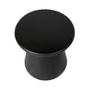 Direct overhead shot focusing on the smooth circular tabletop and uniform matte black finish