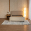 Macro shot focusing on the high-quality woven fabric texture and the clean seam construction of the Alba bed frame