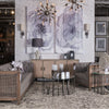 Wide-angle lifestyle shot showcasing the sideboard in a fully furnished living room with neutral tones