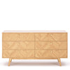 Front view of the Colton 6-drawer dresser in a warm walnut finish featuring vertical fluted wood detailing on the top drawer row