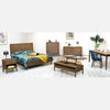 Wide-angle lifestyle shot showcasing the cohesive look of the West collection across both bedroom and dining environments