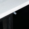 Close-up shot focusing on the high-quality concealed pivot hinge mechanism for the metal-framed glass doors