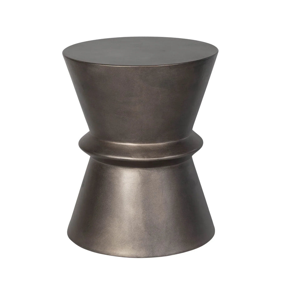 Modern concrete hourglass side table in dark grey finish