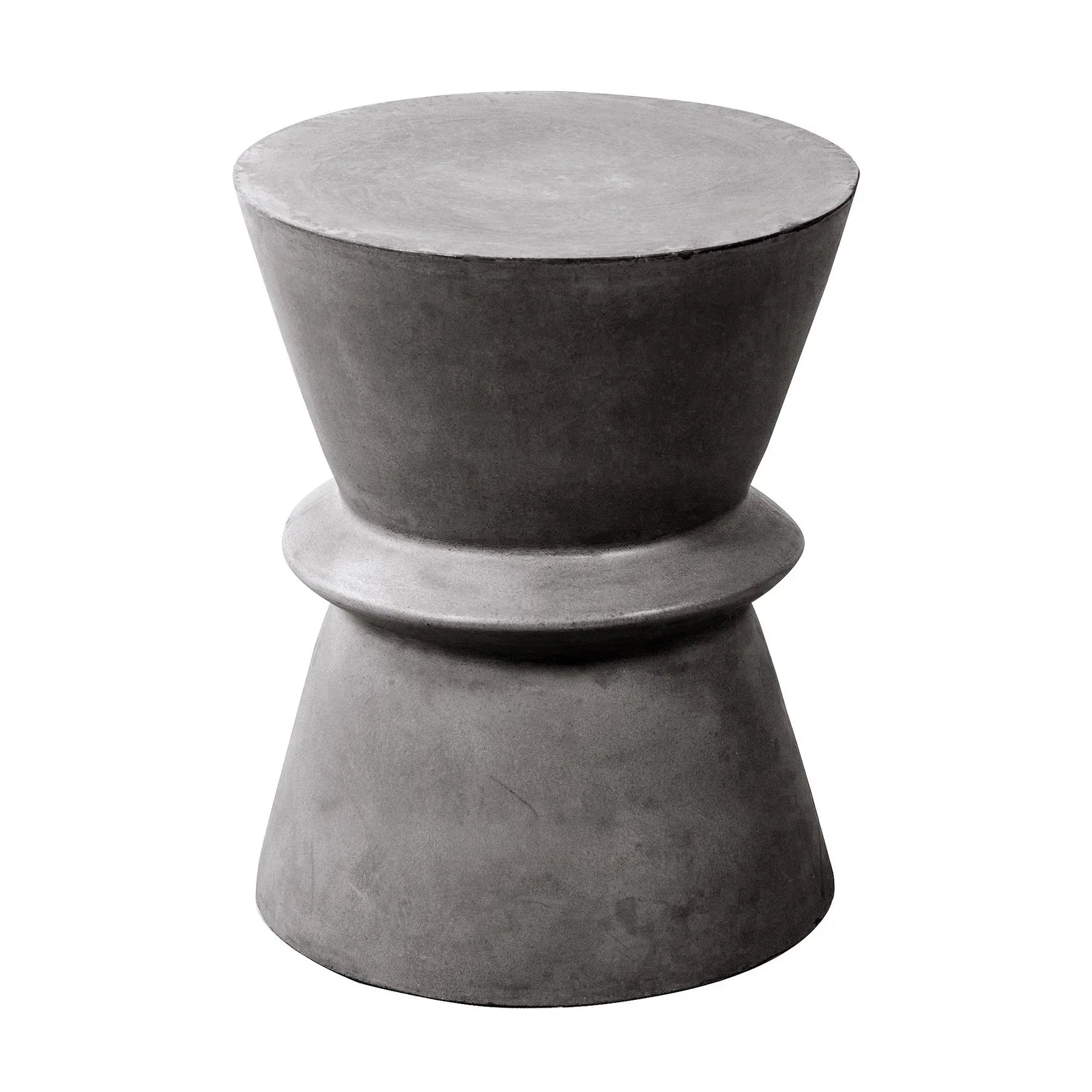 Modern concrete hourglass side table in dark grey finish