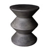 Product view showcasing the inverted side table design in a textured natural grey finish