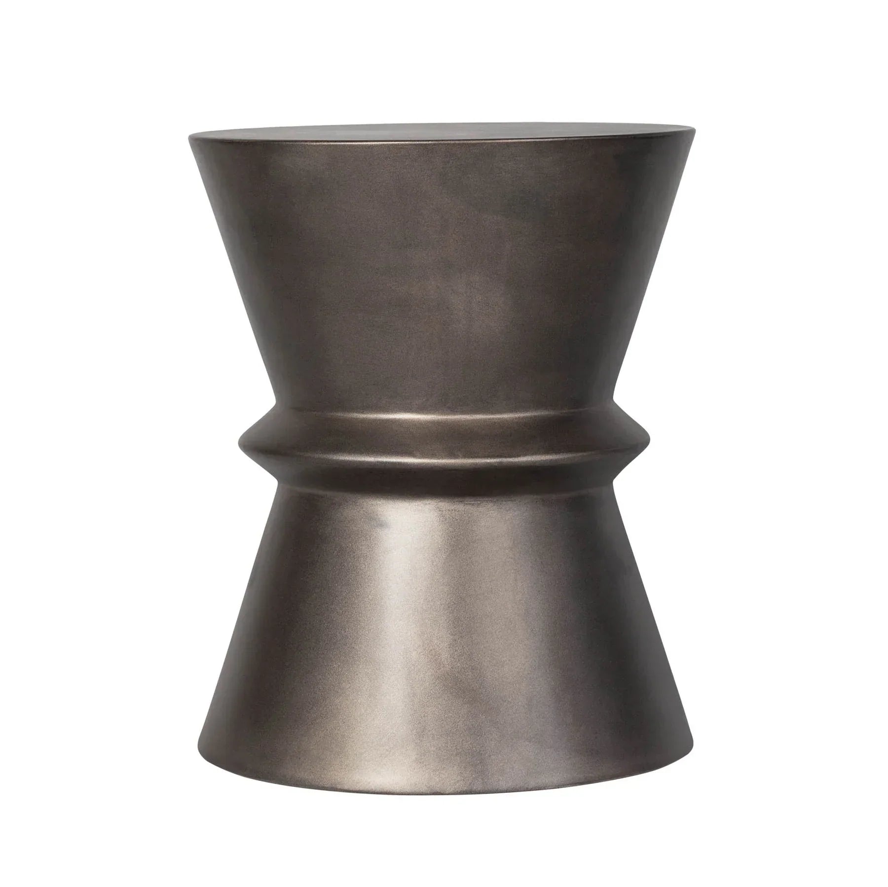 Modern concrete hourglass side table in dark grey finish