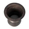 View of hollow interior base of concrete hourglass side table