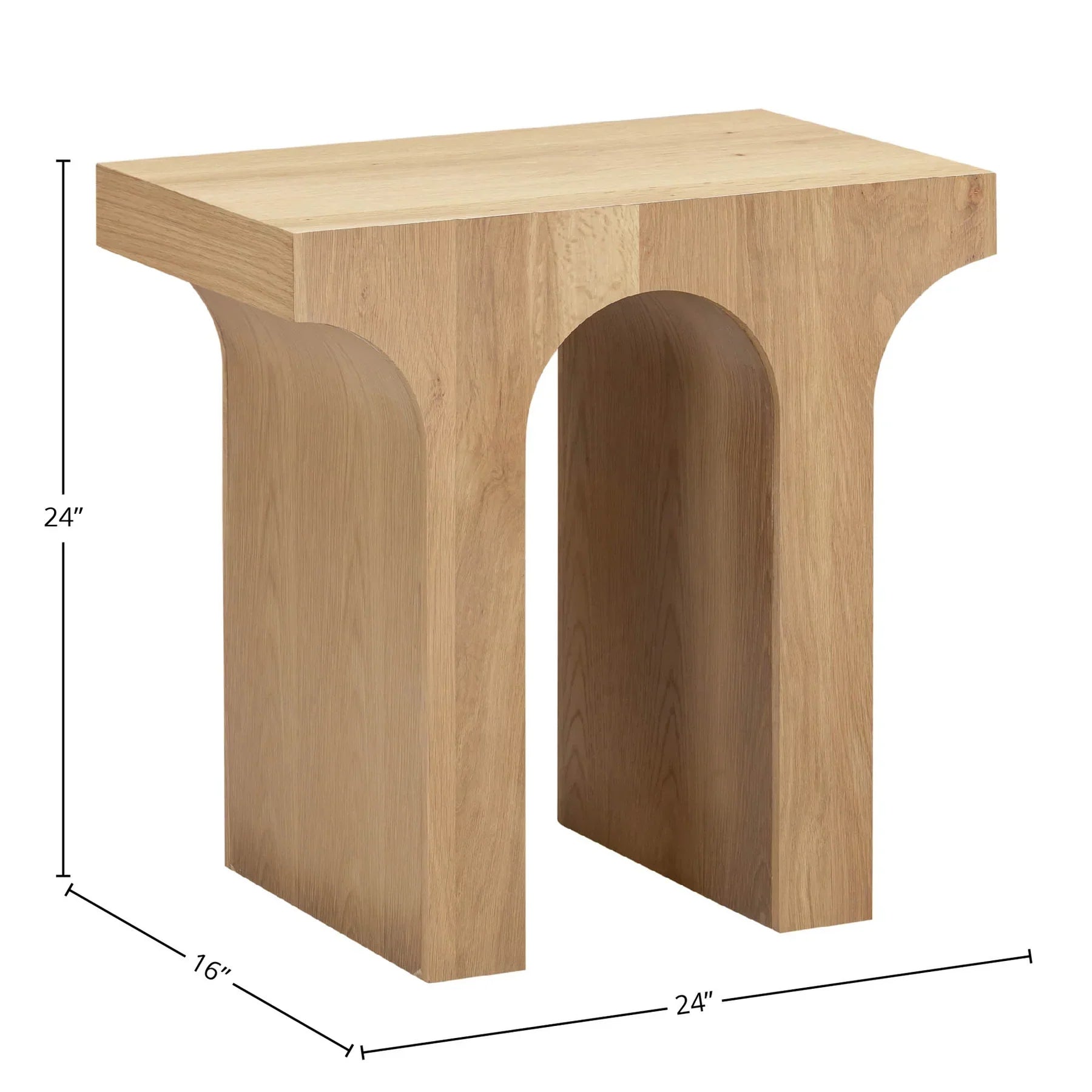 Front view of the Umbrella side table in a dark brown and white veined marble with a solid cylindrical drum silhouette