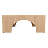 Side profile view emphasizing the clean geometric lines and the structural depth of the arched pedestal base