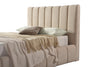 Lifestyle shot featuring the Seng storage bed styled with neutral linens and soft pillows in a bright modern bedroom
