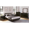 Wide lifestyle shot featuring the Marlowe bed in a master suite alongside matching black dressers and nightstands
