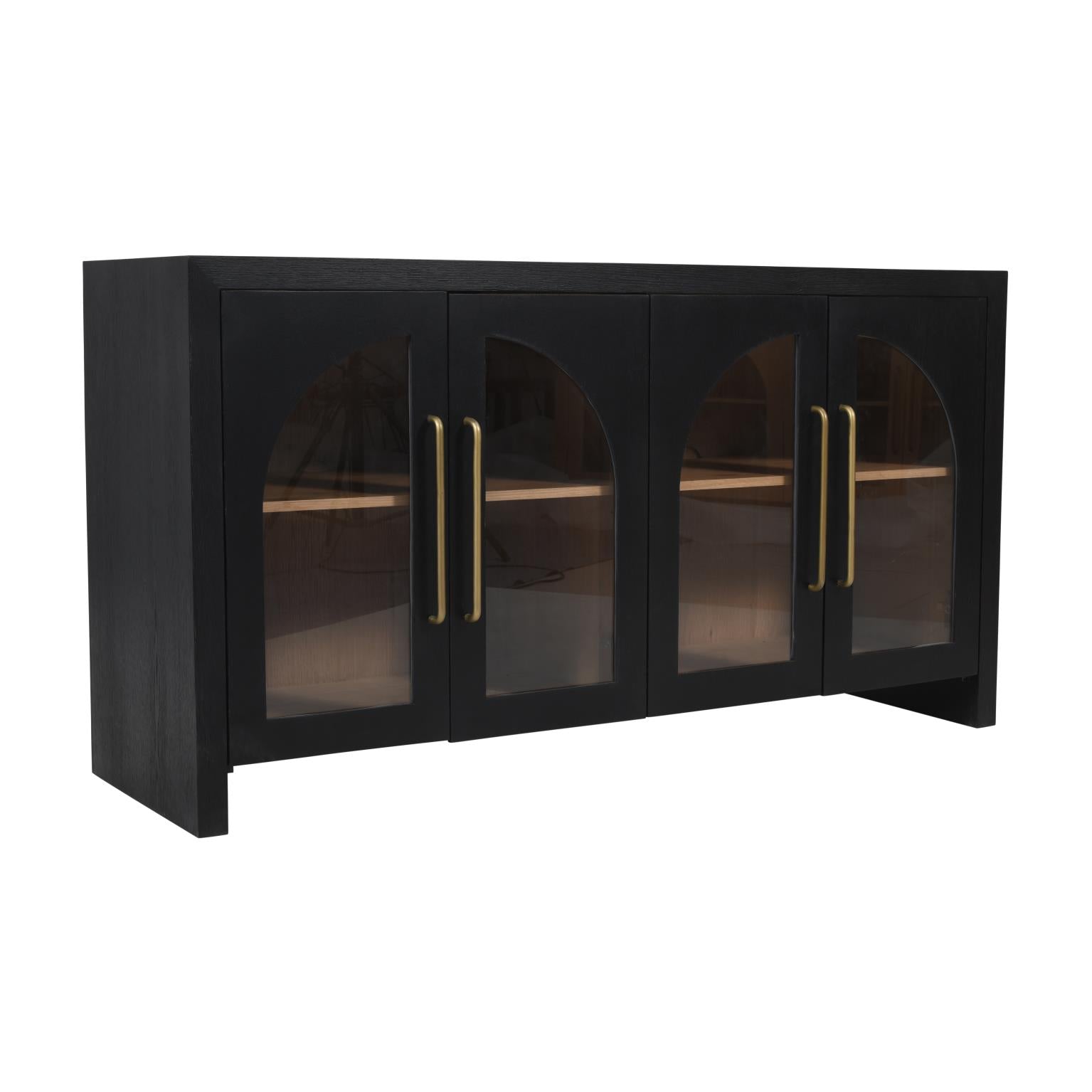 Angled perspective view showcasing the solid silhouette and sophisticated dark tones of the Archimedes console