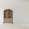 Lifestyle shot featuring the Pietro cabinet styled in a bright minimalist room with pampas grass and neutral decor
