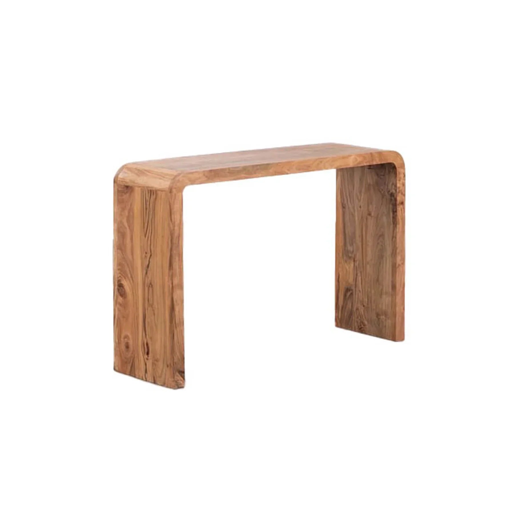 Alternate angled view highlighting the organic beauty of the oak wood grain flowing seamlessly over the curved edges
