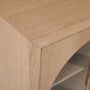 Close-up shot focusing on the high-quality waterfall edge corner joinery and the textured finish of the wood frame