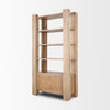 High-angle perspective view showcasing the sturdy column construction and smooth natural wood finish